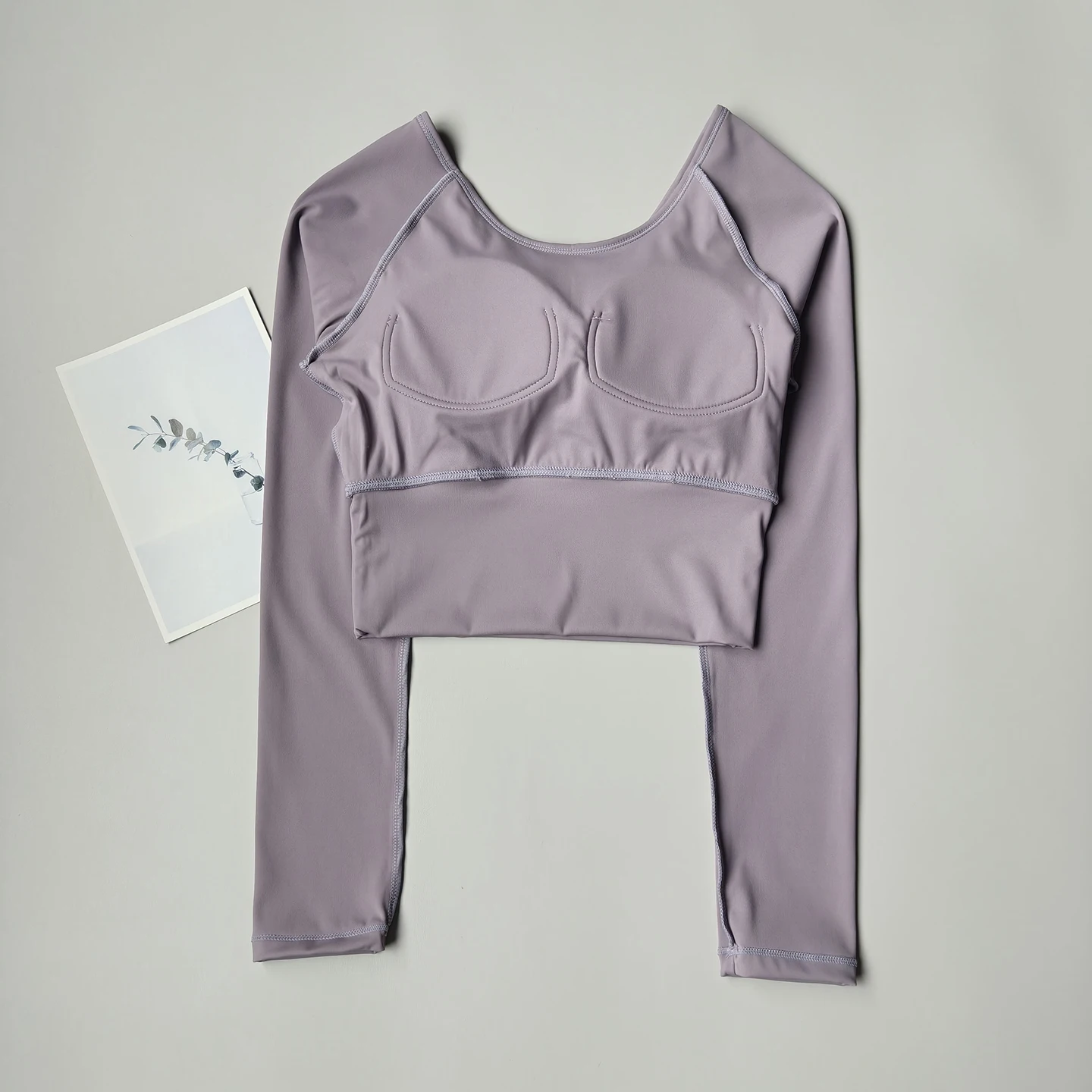 

Built-in Bra Workout Top for Women, Mesh Long Sleeve Shirt, Slim Fit Yoga Fitness Wear