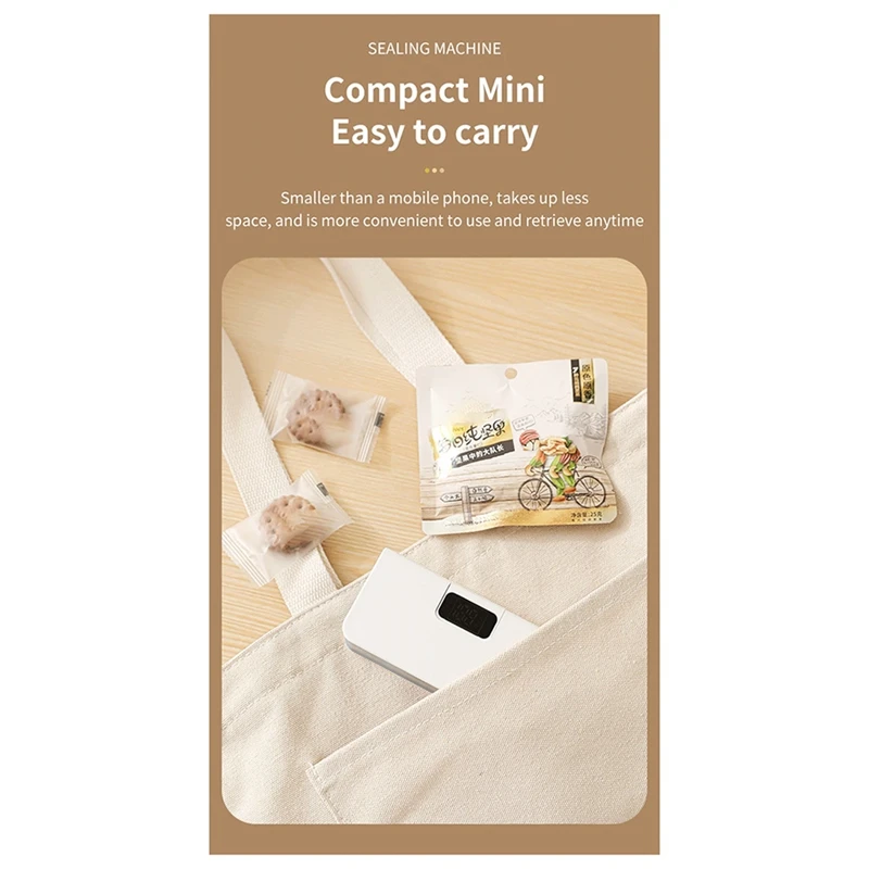 ABBN-Mini sigillatrice per sacchetti per snack, sigillatrice per sacchetti di plastica USB, sigillatrice per sacchetti per alimenti portatile 2 in 1 con display a LED a 6 livelli