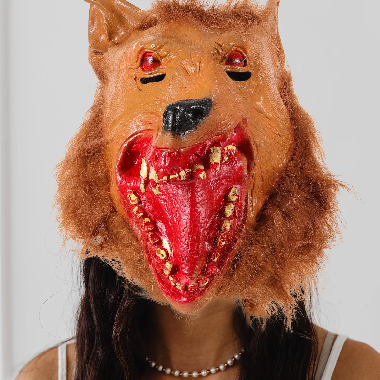 

Wolf Head Mask Halloween Prop Realistic Orange Design Lightweight Comfortable Cosplay Costume Balls Masquerade Parties