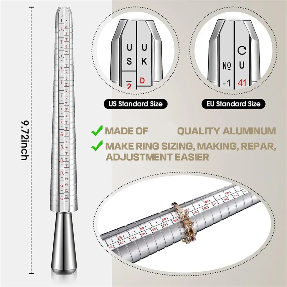 Budget-Friendly-5pack Ring Sizer Measuring Tool Kit, US Ring Size 0-13, Adjustable Bracelet Mandrel 5-9