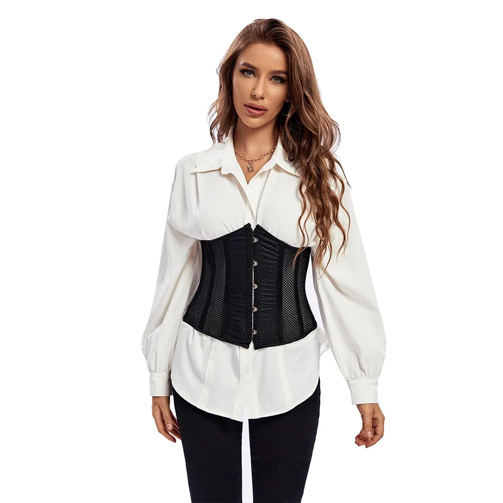 

Gothic Underbust Corset Waist Cincher Steampunk Mesh Short Slimming Belt