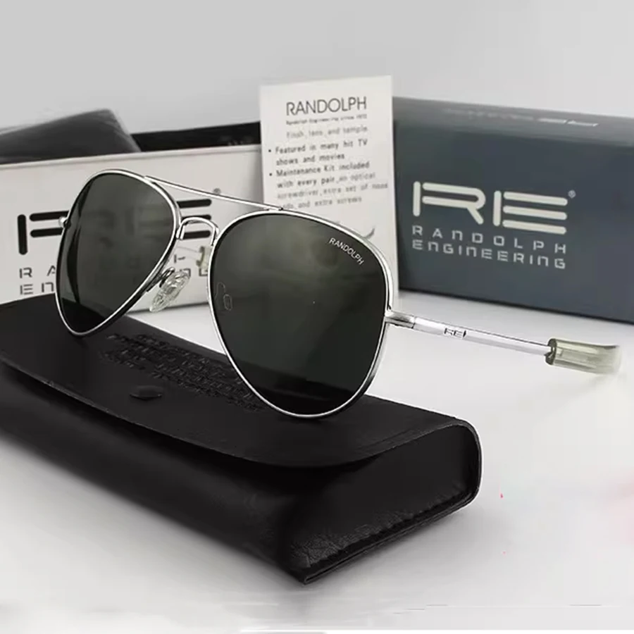 RE Men's Pilot Sunglasses Tempered Glass Lens Top Quality Brand Designer AO Sun Glasses Male American Army Military
