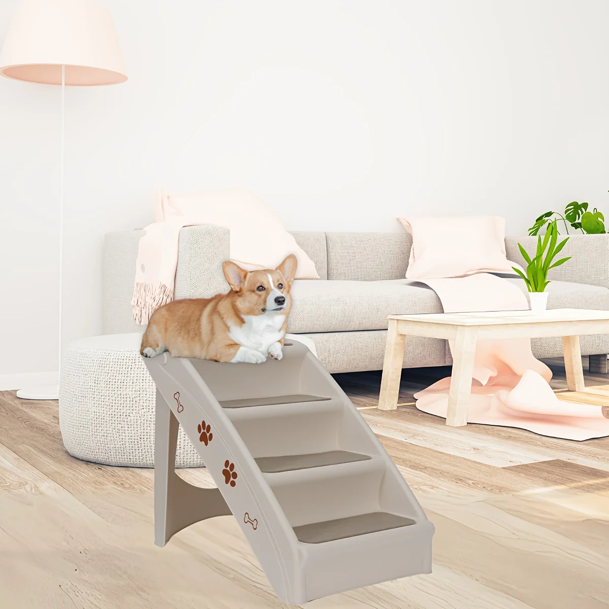 

4-Step Non-Slip Foldable Pet Steps for Dogs and Cats with Washable Carpet