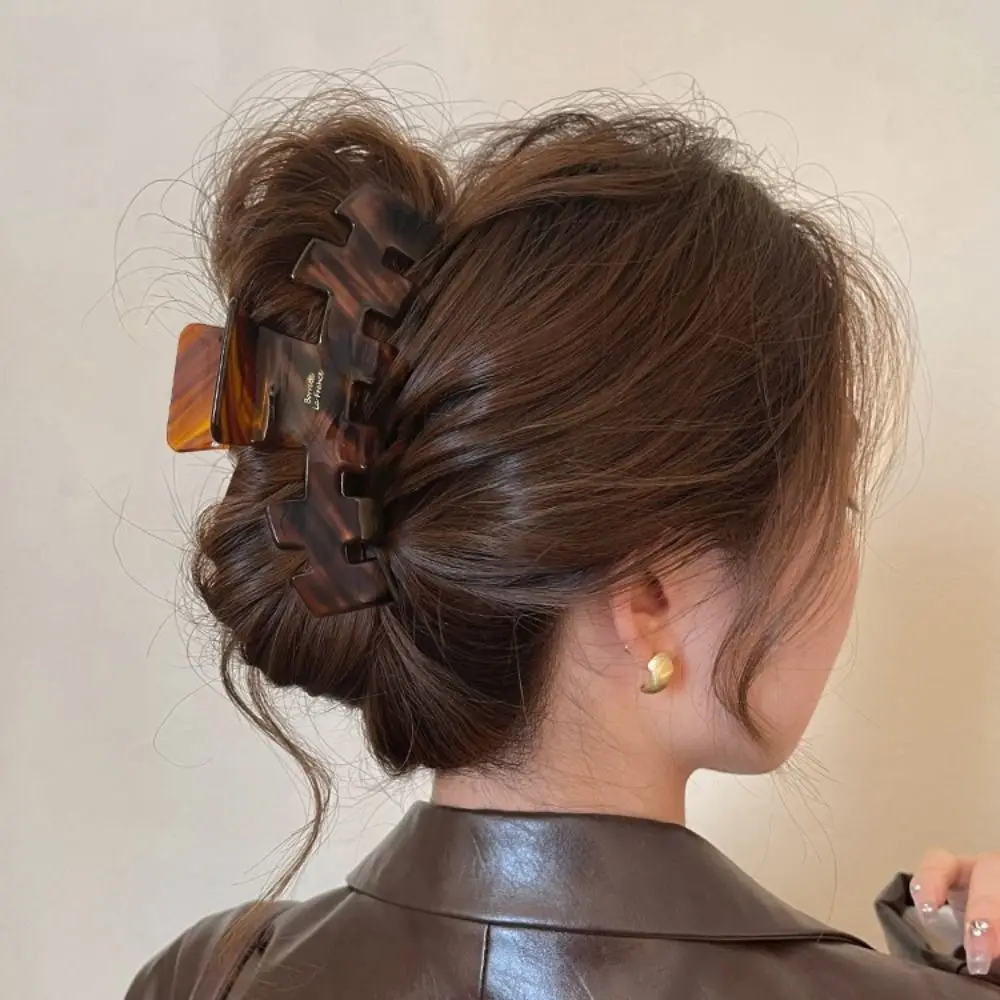 

Simple Retro Marbling Hair Clip Claw Large Acetic Acid Shark Clip Elegant 11.5CM Hair Grasp For Women Lady