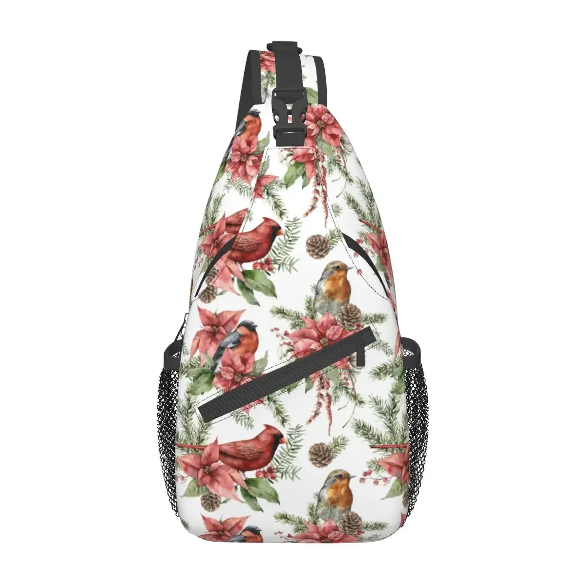 

Маленькая сумка на ремне с акварельными птицами и цветами, рюкзак через плечо на груди, рюкзак для пешего туризма, путешествий, модные рюкзаки Northern Cardinal