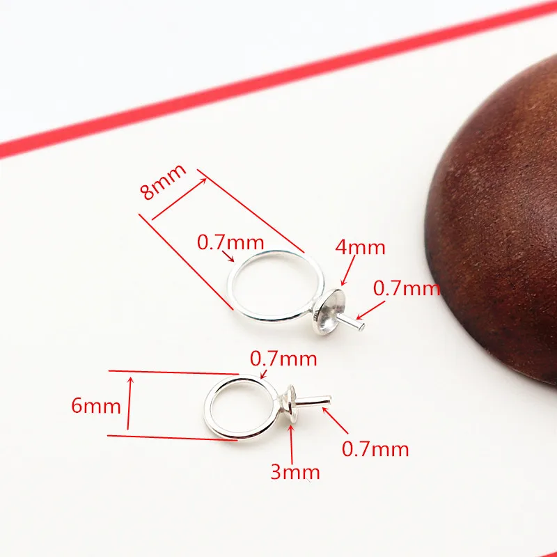 1 قطعة الصلبة 925 فضة DIY دلاية مجوهرات اكسسوارات حلقة كبيرة حبات اللؤلؤ مكونات شبه النهائية صنع