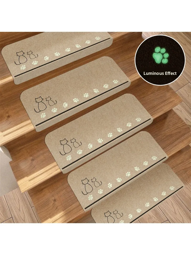 Non-Slip PVC Self-Adhesive Wooden Stair Mats Japanese Style Home Use Stairway Floor Rugs Anti-Slip Step Mat Home Decor