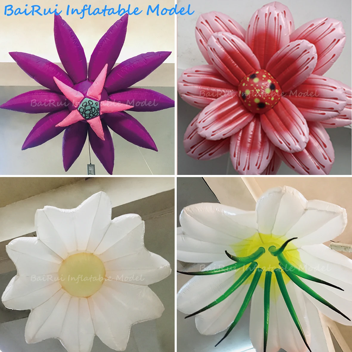Günstige aufblasbare Blumen, weiße Lilien, Gänseblümchen mit weißem LED-Licht, Hochzeitsdekoration, Bühnendekoration, Nachtclub-Werbung – Detail 4