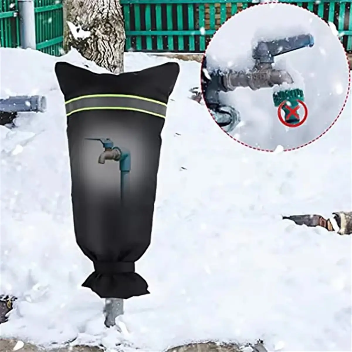 Winter Waterproof Outdoor Garden Tap Cover Frostproof Oxford Cloth Tap Protector Warm Reflective Tap Freeze Cover