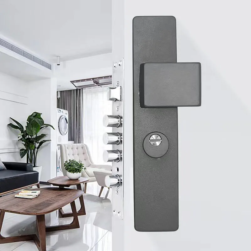Universal Anti-theft Mortise Entrance Gate Handle Anti-explosion Grey Security Door Lock Handle Fix Distance 235mm