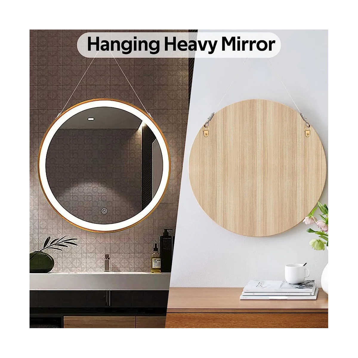 Adjustable Picture Hanging Wire 4PCS Mirror Frame Kit - Heavy Duty Stainless Steel Wire Rope 3 Meter x 1.5MM