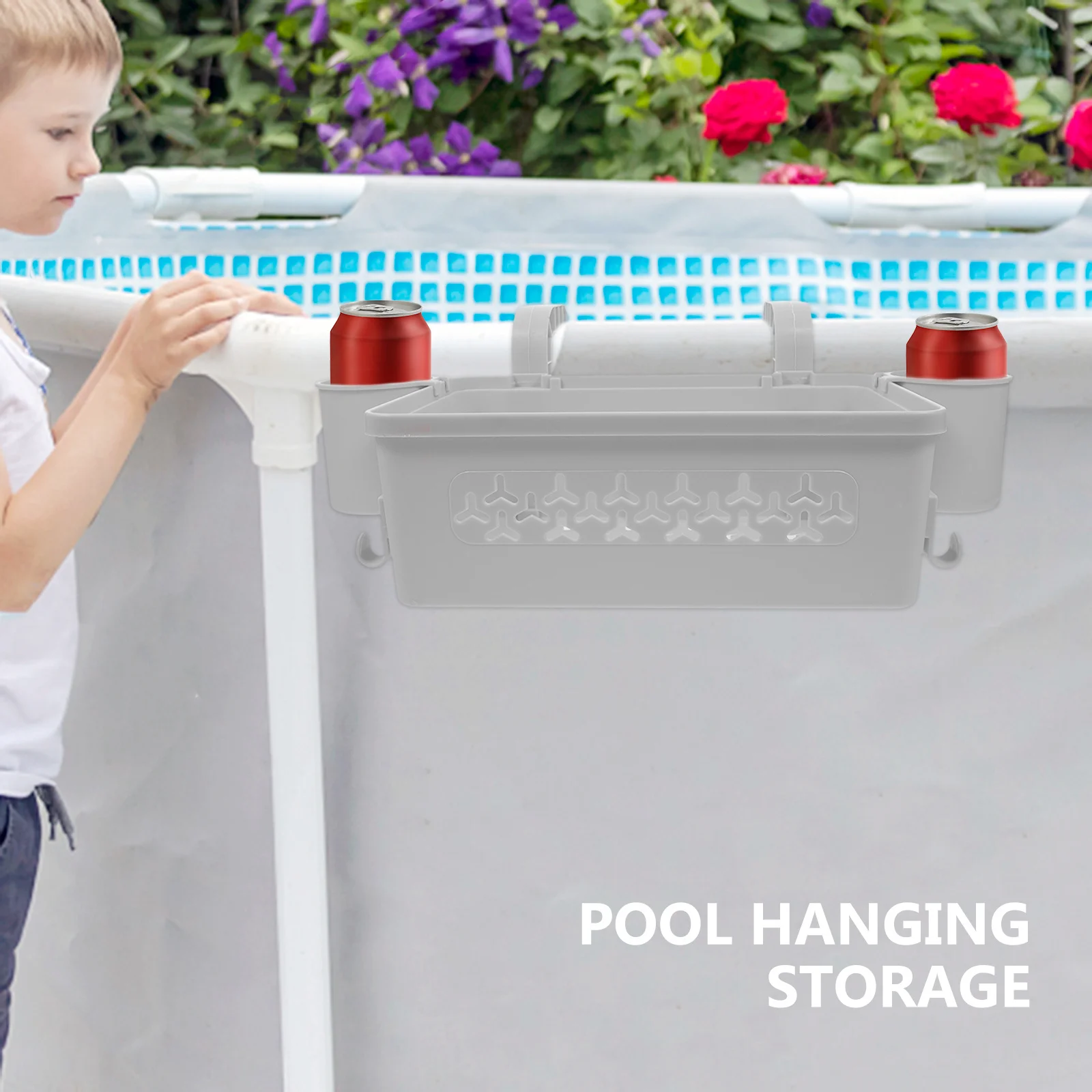 1Set Outdoor Pool Storage Basket Hanging Towel Organizer Detachable Plastic Container for Poolside Essentials Stylish Design