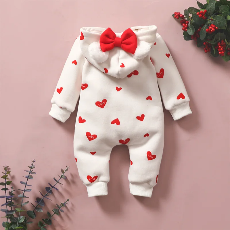 Newborn Pajamas Home Service Baby Girl Cartoon Heart-Shaped Print Princess Jumpsuit Romper Pajamas слипы для новорожденных S8