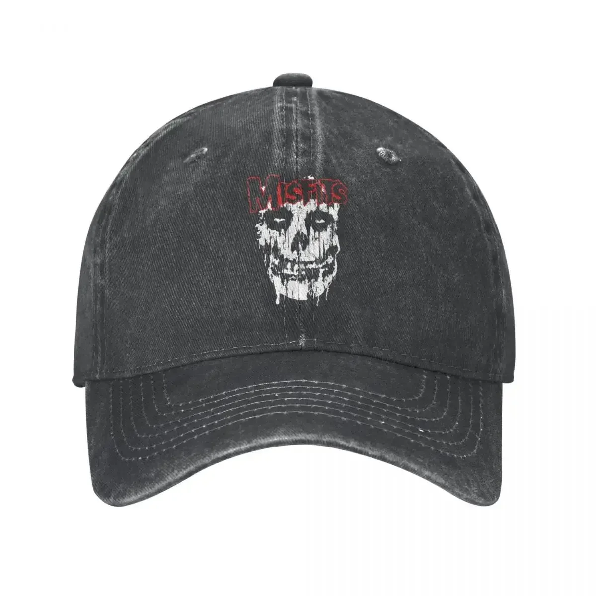 Misfits Skull Baseball Cap Distressed Denim Washed Horror Halloween Headwear Unisex Outdoor All Seasons Travel Gift Hats Cap