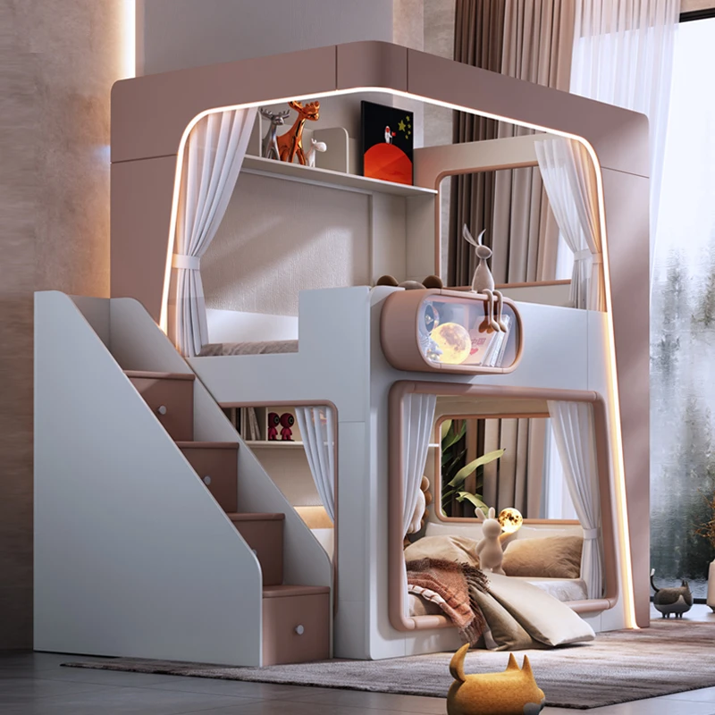 Children's bed, boy, small apartment with the same width space capsule, siblings do not disturb each other, children and