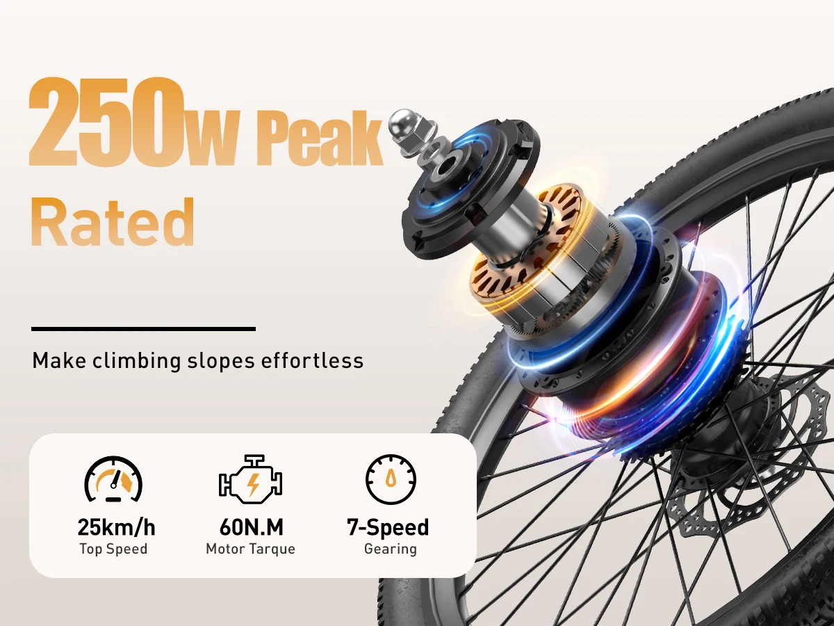 NFC Smart Unlock Erwachsenen-City-E-Bike 250W Bürstenloser Motor 36V13AH Batterie Vorderradaufhängung 24-Zoll-Reifen Max. 25km/h Urbanes Alltags-Elektrofahrrad – Detail 2