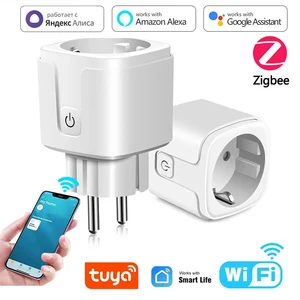 TUYA Smart Plug WiFi or Zigbee3.0 Socket EU 16/20A With Power Monitor Timing Function Voice Control Works Alexa Google Home