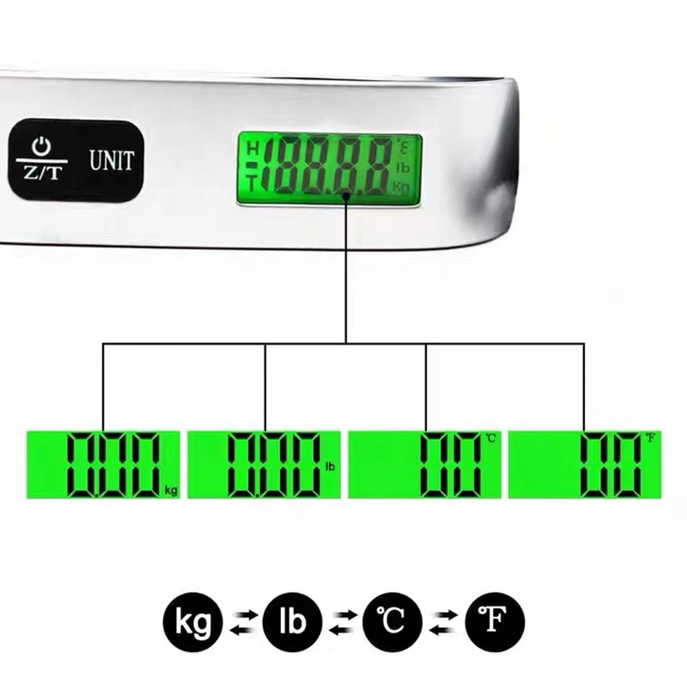 50kg/110lb Hanging Scale Portable Mini LCD Digital Electronic Scales Suitcase Travel Luggage Weighting Scale Balance Scale
