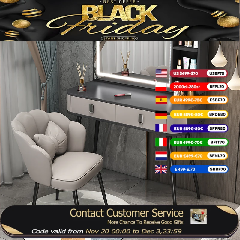 

Desings Black Dressing Table Drawer Bedroom Storage Makeup Dressing Table Mirror Luxury Coiffeuse De Chambre Bedroom Furniture