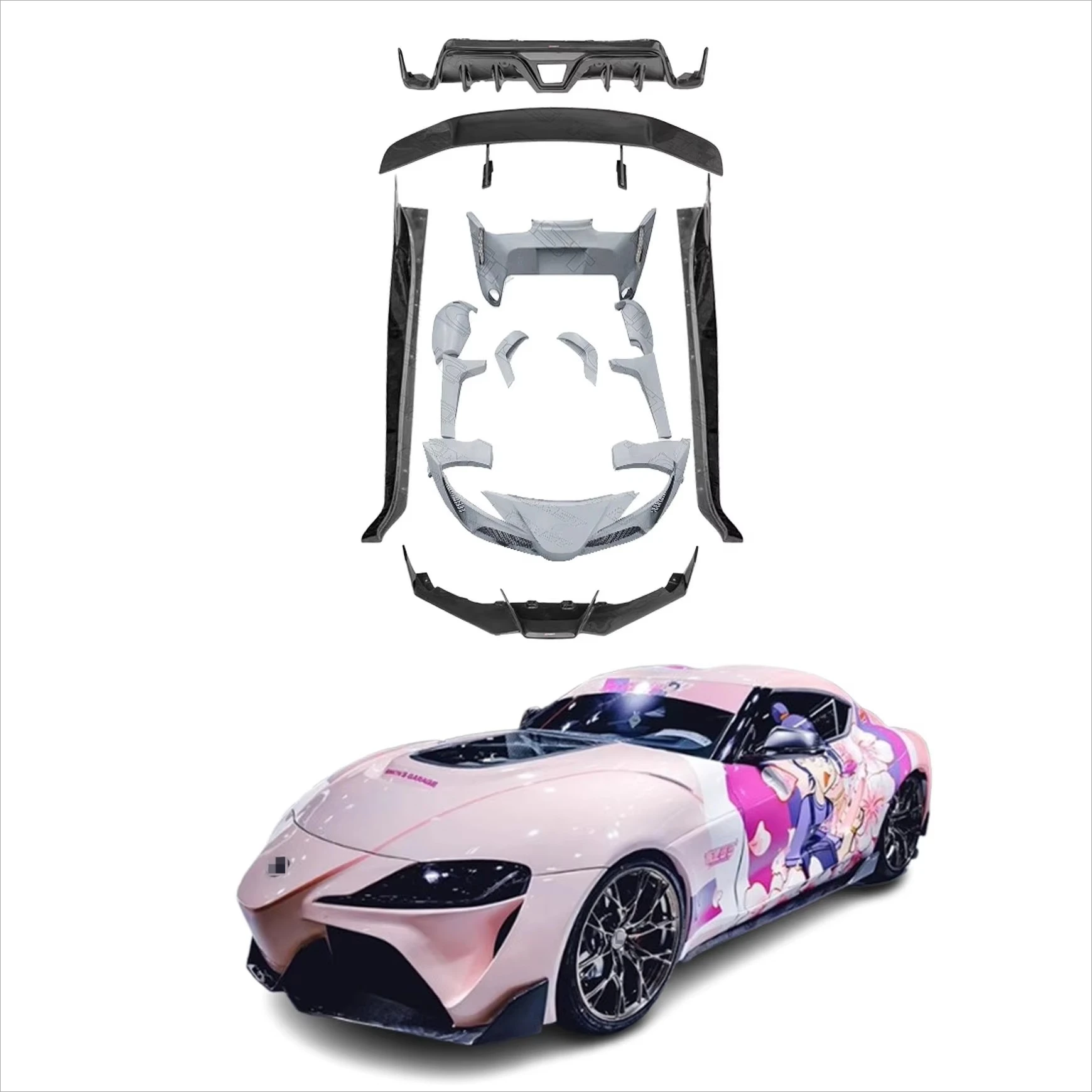Custom made High Quality Carbon Fiber Body Kit forToyota Supra Perfect Front Lip Side Skirts Rear Diffuser Spoiler Upgrade Bum