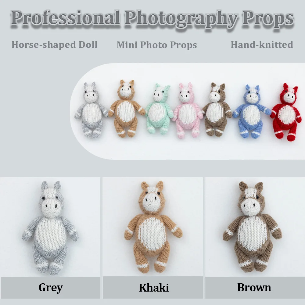 Multi Color Handmade Knitted Pony Toy Newborn Photography Posing Props Mini Horse Prop Infant Growth Memory Shooting Accessories