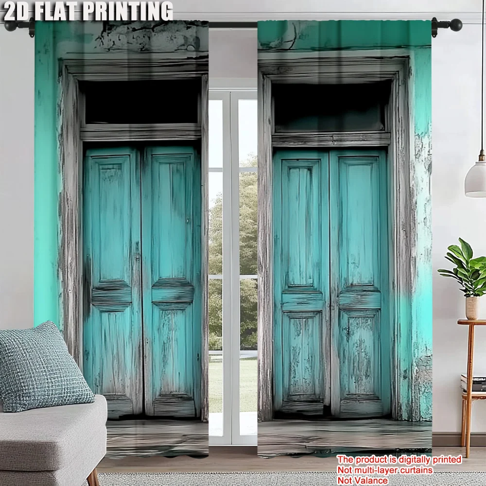 

2Pcs Rustic French Country Curtains Vintage Rock House Pattern Window Drapes Design For Living Room Bedroom Dining Area Rod