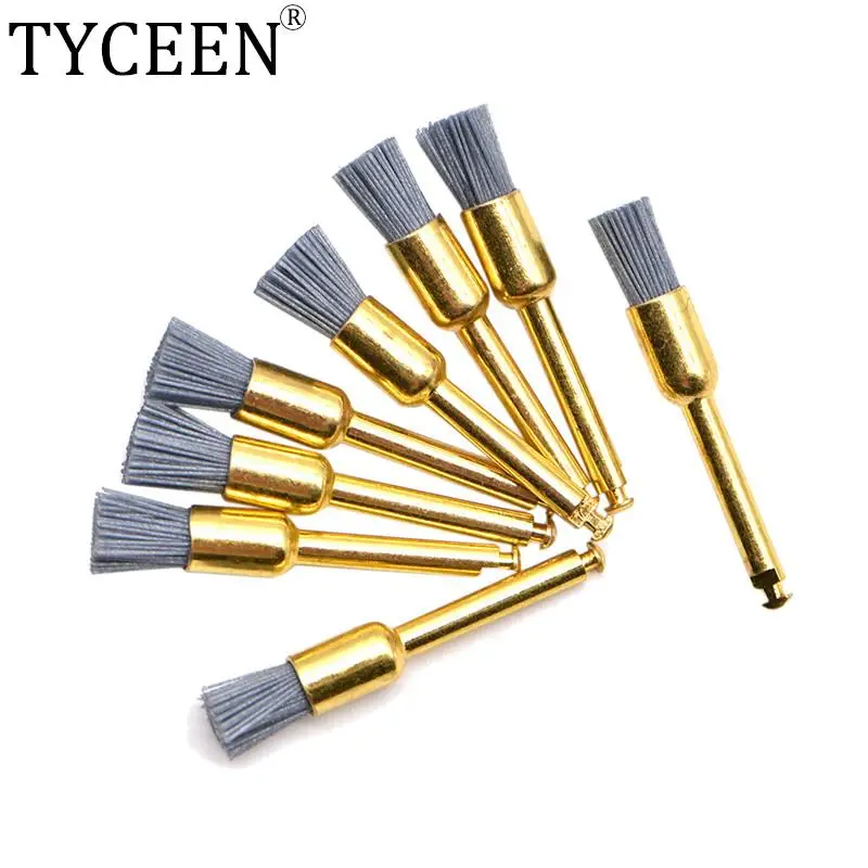 10pcs/bag Dental Polishing Brush for Contra Angle Handpiece Silicon Carbide Material Latch Flat Bowl Teeth Polisher Brushes