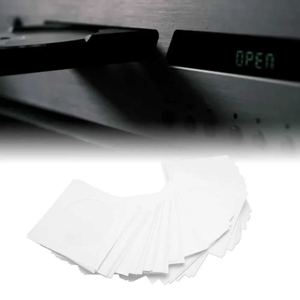 100PCS Practical Clear Window CD Sleeves Flap Design Reusable Disc Sleeves DVD Sleeves Miniature Disc
