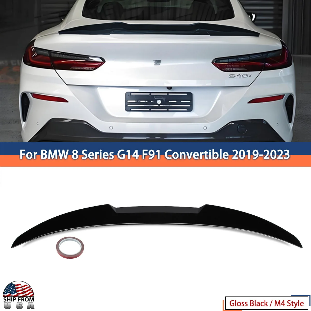 

for BMW 8 Series G14 Cabrio 2-Door F91 M8 840i M850i Trunk Lip Tail Trunk Spoiler 2019 2020 2021 2022 2023 Rear Spoiler Wing