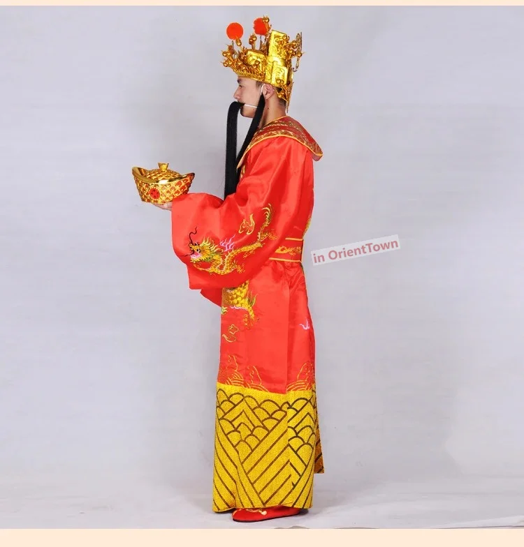 Adults Size Outfit Carnival Lucky Character Mammon Costume The God of Wealth Man Costume Party celebrate Robe Set TV Film Wear