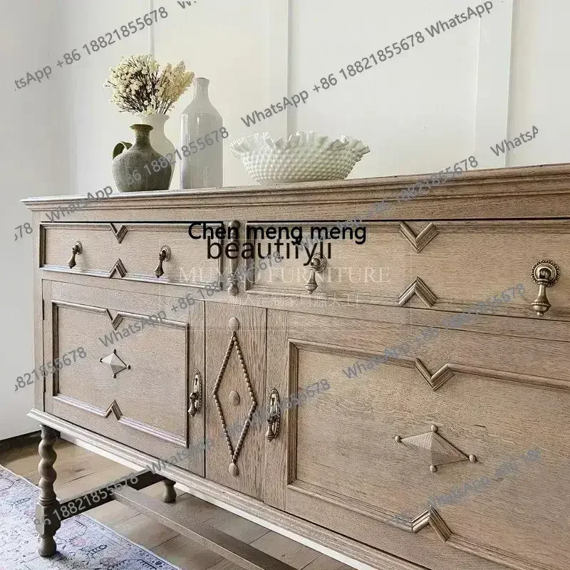

French retro solid wood porch cabinet American antique drawer decorative cabinet bedroom storage cabinet
