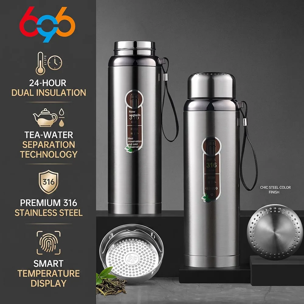New 600ml Vacuum Flask 316 Stainless Steel Large‑Capacity Water Cup DIY Lettering Thermos Bottle for Tea