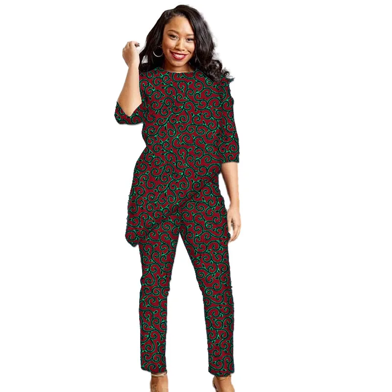 نصف كم قميص نسائي رقعة بانت الملابس الأفريقية مصممة التصميم الأصلي غير المتماثلة هيم ملابس المهرجانات للسيدات