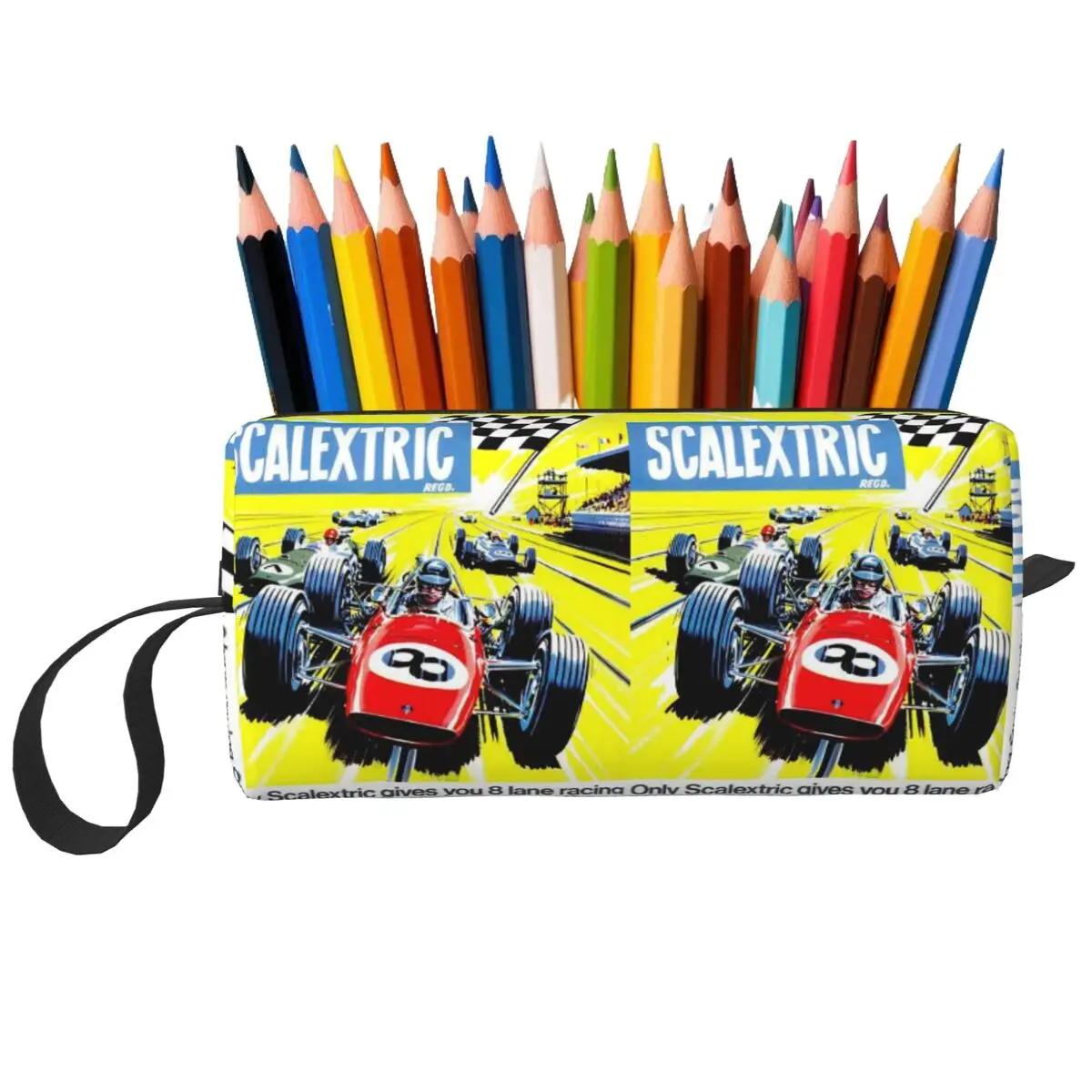 Estuche para lápices Scalextric Vintage Stuff para niño y niña, caja para lápices, bolsa para lápices, suministros de papelería, bolsa de cosméticos para mujer