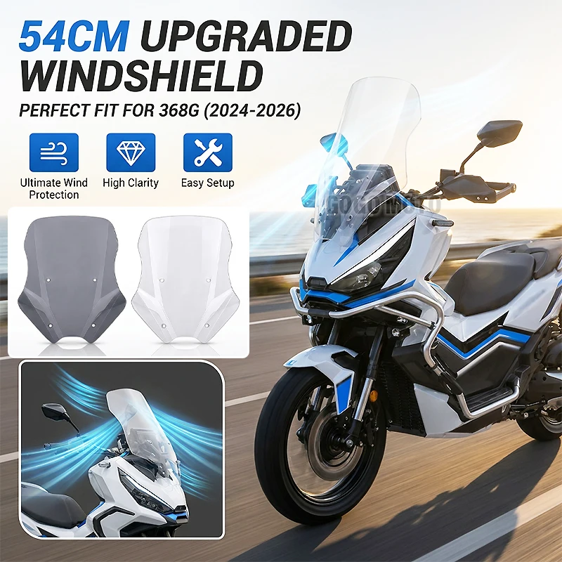 Motorcycle Heightened Front Windshield Windscreen Air Deflector Windproof Protector for ZONTES 368 G 368G Smoke/Transparent