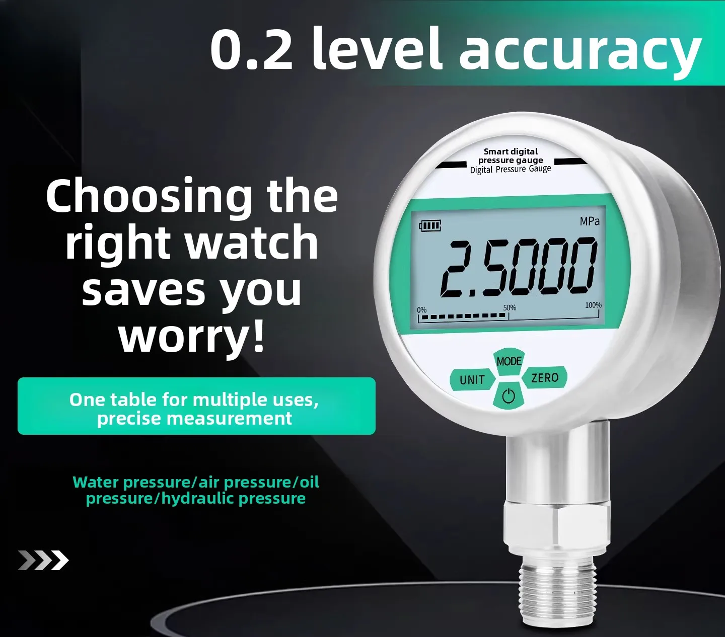 High Precision Digital Pressure Gauge for Water Vacuum Positive & Negative Air Pressure