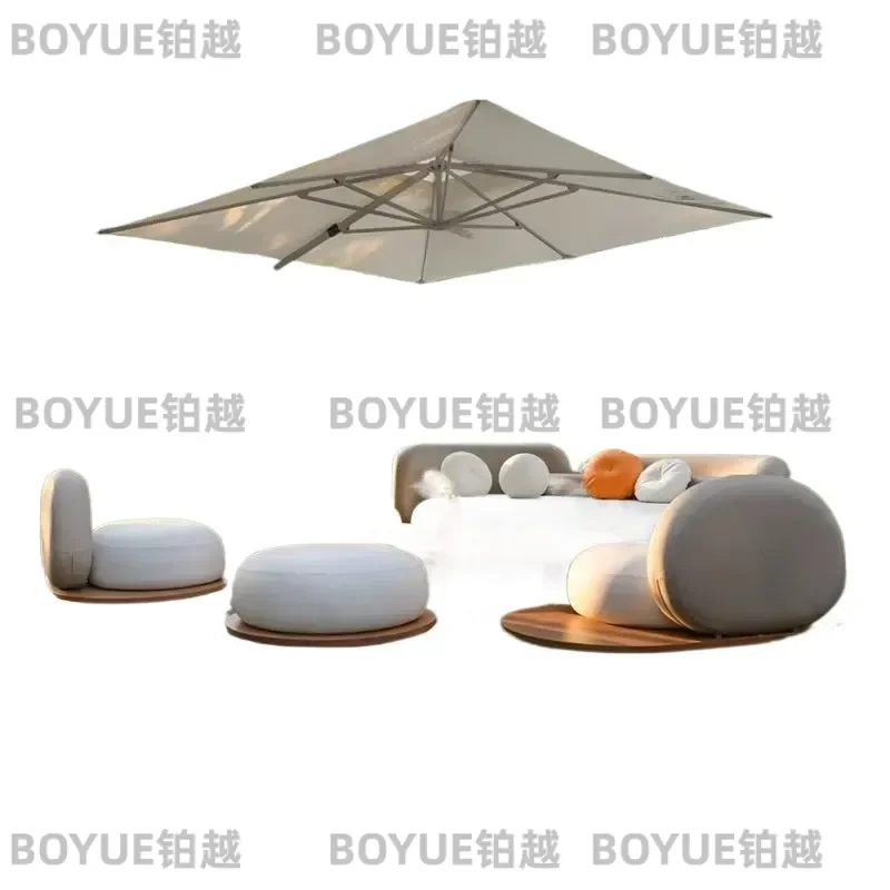 Teak Outdoor Sofa Set Garden Patio Furniture Villa Terrace Preservative Wood Leisure Couch Creative Exterior Living Room