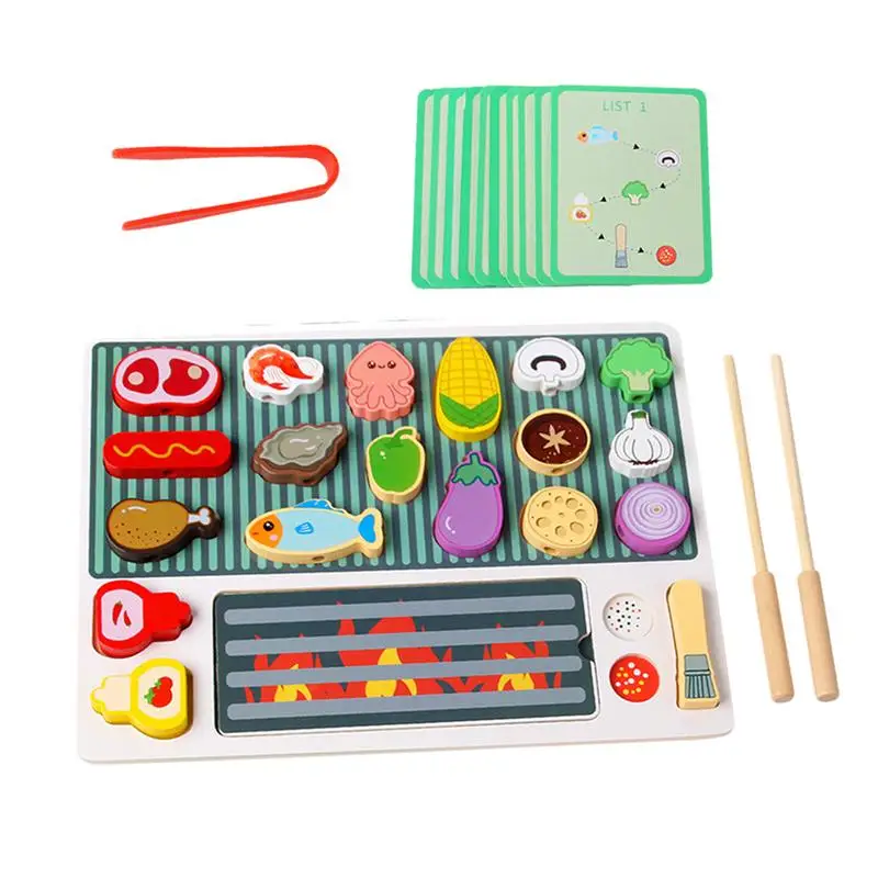 

Camping Interactive Toys For Kids Child BBQ Pretend Toy Barbecue Roast Skewers Kids Pretend Toy With BBQ Fake Food Accessories