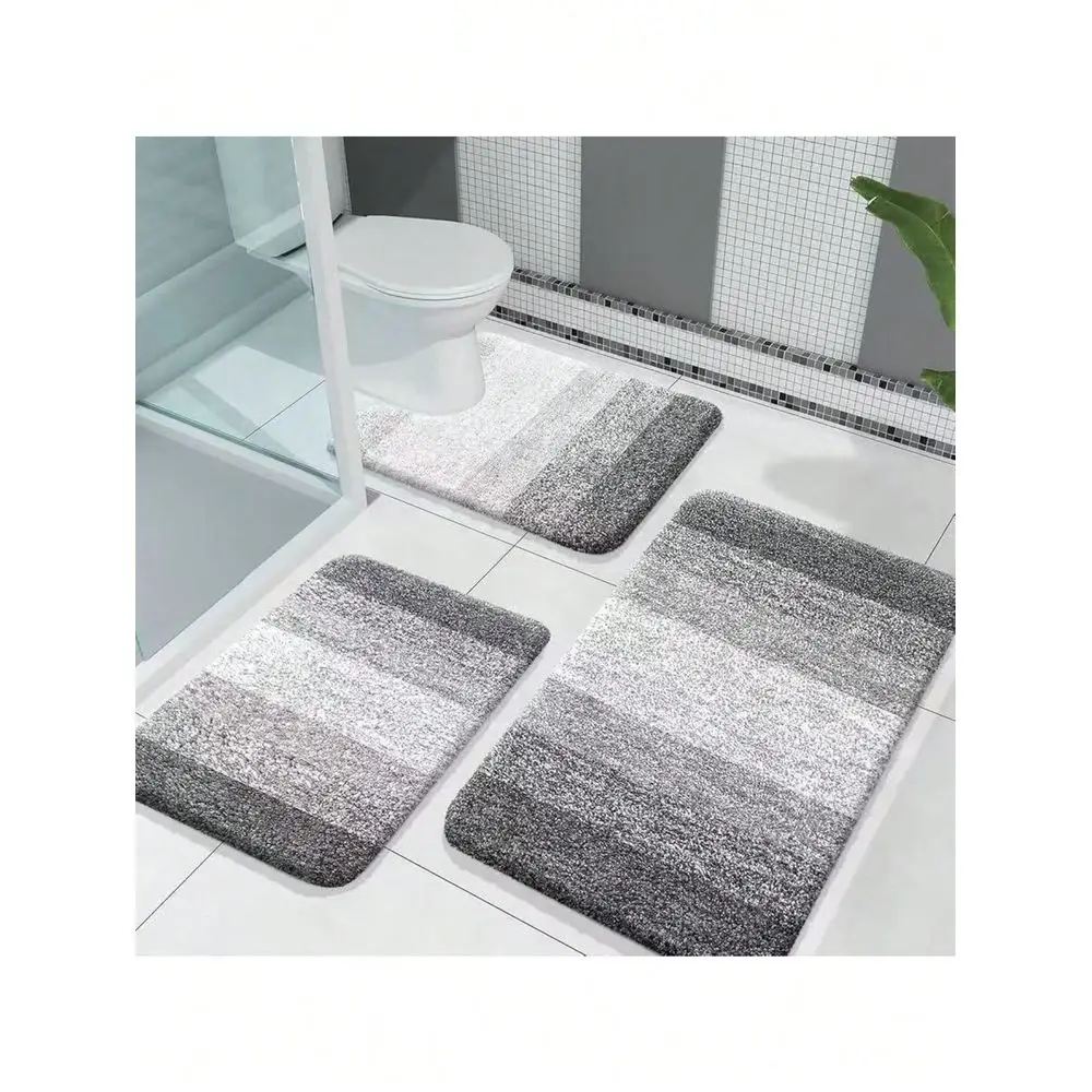 

NonSlip Bathroom Mat Set, Ultra Soft Microfiber Bath Rugs With Super Absorbent Quick Dry Design, Machine Washable Shower Floor