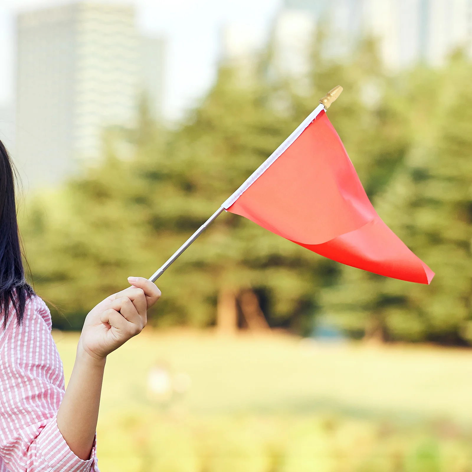 

50pcs Guide Flagpole Red Flag Head Design Hand Flagpole Finial Decor For Advertising Banners Tourist Attractions Exhibitions