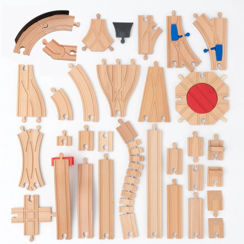 New Wooden Track Accessories Beech Wood Railway Train Track Parts fit for Brand Wood Tracks Education Toys for Children