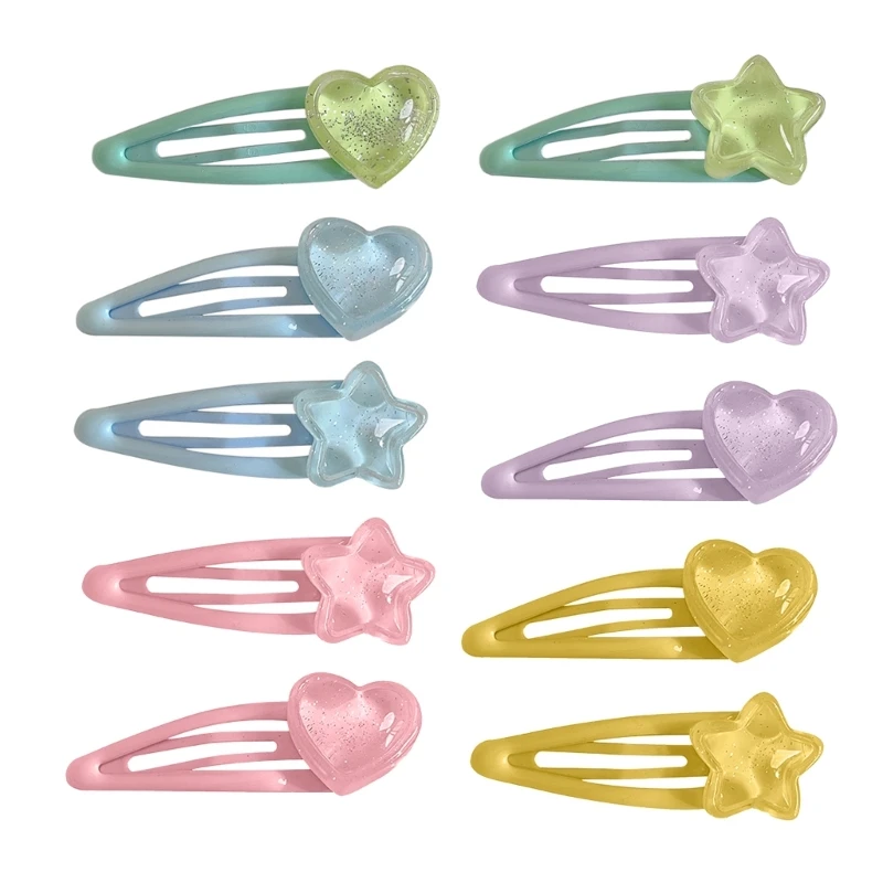 X6HE Jelly Feeling Hair Clip for Hot Girls Heart/  Shape Hair Barrettes Candy Color Bangs Hair Barrettes for Teens Girls