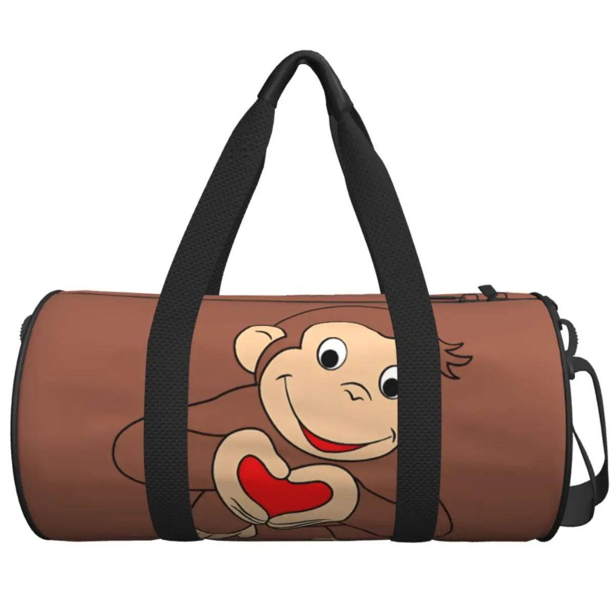Male Female Travel Bag Curious George Is All Heart Gym Bag Large Capacity Weekend Custom Handbag Colorful Training Sports Bag