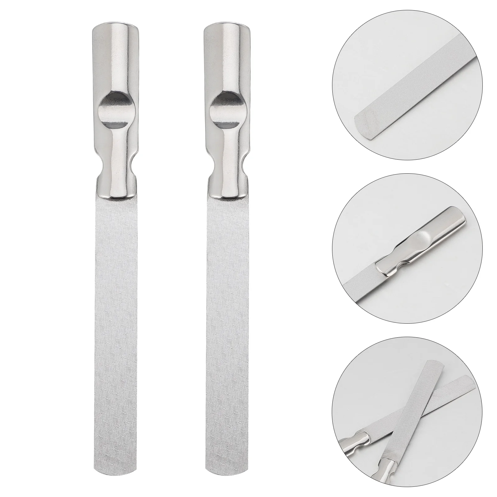 

2 Pcs Stainless Steel Nail File Salon Files Toenails Manicure Repair Care Tools Fingernail