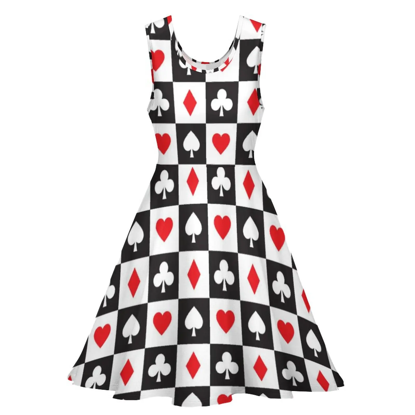 Heart Playing Cards Dress Poker Social Sale Dresses Beautiful Girls Printed One-Piece Dress