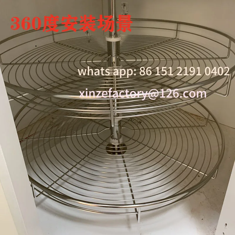 맞춤형 캐비닛 코너 바구니 180도 주방 270도 360도 회전 바구니 회전식 이중 선반 리틀 몬스터