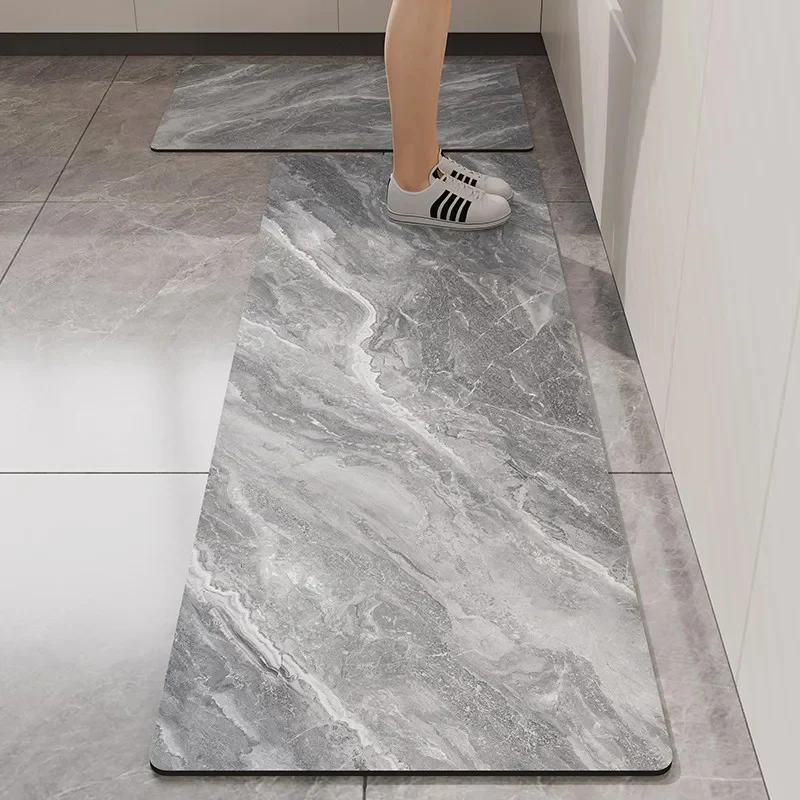 Long Rug for Kitchen Carpet Marble Pattern Waterproof Pvc Floor Mat Leather Oil-proof Non-slip Area Rugs Home Decor Foot Mats