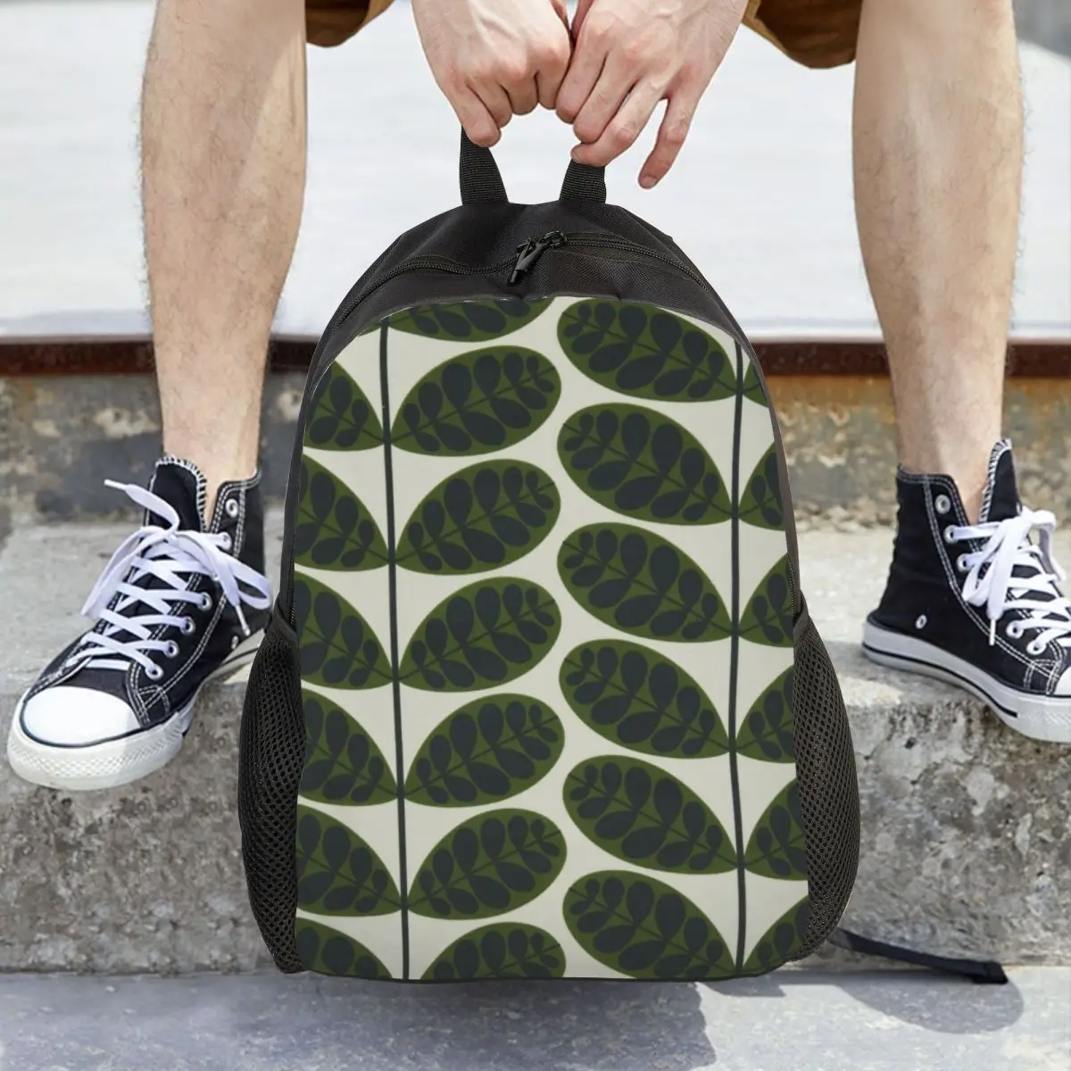 

Orla Kiely Botanica Green Backpack Hot Sale Daypack Large Capacity Children BookBag School Bag Shoulder Bags for Men Women