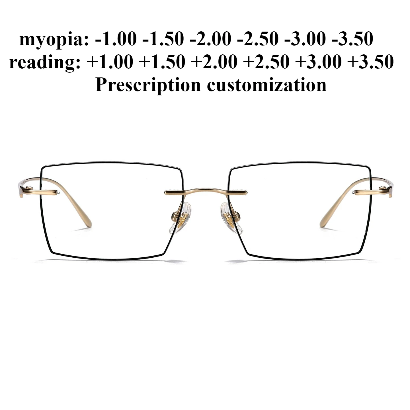 

54mm New Frameless Men's Business Ultra-light Pure Titanium Myopia Rimless Glasses Frame Anti-blue Light Reading Glasses