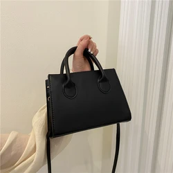 Minimalist Black Small Square Bag, All-Match Top Handle Purse, Classic Shoulder Bag For Work.